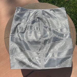 White House black market silver sequin skirt